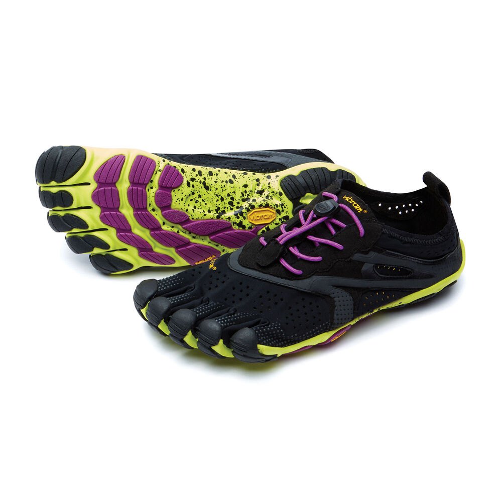 Vibram Five Fingers Womens V-Run - Hiking Shoes Black/Yellow/Purple - HUX641890